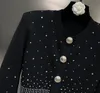 23LS Luxury Sweaters Womens Long Sleeve Bright Rhinestone Black Designer Tröja Kvinnor Sticked Cardigan Jacket