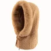 Thicken Winter Hat For Women Girls Hooded Face Mask Fluff Warmer Beanie Cap Female Knitted Black Hat Cashmere Hoodies Neck Scarf