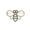 Broszki puste pszczoły miedziane szpilki klapowe zielone i przezroczyste pełne cyrkon utwardzone mosiężne kobiety dziewczęta plecak dekoracja biżuterii
