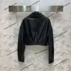 Top Designer Jacket New Fall Lapel Short Leather Jacket Bag Slim midja Simple All Matching Coat Luxury