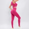 Women's Two Piece Pants Yoga Set Solid Color Suit Quick Drying Gym Outfit Sportswear Shockproof Running High Strength Vest Long Sets