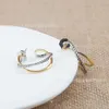 designer earrings luxury jewelry 925 Sterling Silver Two Tone C-shaped Earrings Double Layer Quick Sale YTZ9