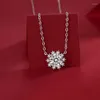 Chains Authentic 925 Sterling Silver Chain Dazzling Snowflake Moissanite Pendant Graceful Luxury Quality Jewelry With Certificate