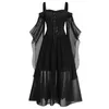 Casual Dresses Womne Plus Size Cold Shoulder Fjärilar Hylsa Lapa upp gotisk stil Halloween klänning Kvinnor BLID Kostym