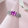 Cluster-Ringe 2023 925 Silber One Pink Diamond Ring für Damen Light Luxury Fashion OL klein und exquisit