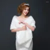 Lenços Mulheres Nupcial Faux Fur Shawl Manto Inverno Engrossar Quente Branco Pelúcia Wraps Capa Noiva Casamento Festa de Noite Acessórios de Roupas