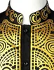 Homens camisetas Estilo Africano Juventude Homens Ouro Impresso Pulôver 2 Pc Camisa Longa Casual Slim Fit Top Calças Roupas Traje Árabe Stand Collar