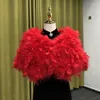 Schals Frauen Echte Straußenfedern Pelz Schal Wraps Braut Hochzeit Cape Tippet Weiß Schwarz Rot