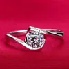 S925 Silver Wedding Anel Ring 18K Real White Gold Plated Cz Diamond 4 Prong Engagement Wedding Bridal Ring Women Whole300f