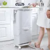 Kitchen Press Trash Can Sorting Trash Bin Household Dry And Wet Separation Waste Bin Pedal Classification Rubbish Bin with wheel Y213V