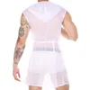 Vêtements de nuit pour hommes 2023 Robe à capuche à rayures transparentes pour hommes avec ceinture Couleur unie Sans manches Ouvert avant Loungewear pour piscine