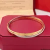 Hot Men's Gold Bangle Bransoletka Designer Trzy kolorowe bransoletki luksusowa biżuteria dla kobiet mody bransoletka Tytan stalowy stal Goldplated rzemios