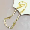 Pendentif Colliers 5 pièces Collier de perles naturelles avec chaîne plaquée 18 carats pour femmes 90134