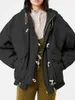 Damen Trenchcoats Damen Kapuzenmantel Hornschnalle Langarm Mode Damen Damen Reißverschluss Parkas Jacke Ausverkaufspreis