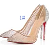 Escarpins à talons de mariée, sandales à strass, fond rouge, Spikaqueen, chaussures pour femmes, PVC avec strass, bout fermé, fête, mariage, élégance femme