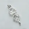Lotus Flower Blossom Pendant Small Lockets 925 Sterling Silver Gift Love Wishing Pearl Cage 5 Pieces295A