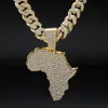 Модное ожерелье с подвеской в виде карты Африки для женщин и мужчин, аксессуары в стиле хип-хоп, ювелирное ожерелье, колье, кубинская цепочка Gift272S