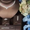 Necklace Earrings Set HIBRIDE Statement Leaf Drop Cubic Zirconia Women Wedding Party Costume For Brides N-174