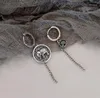 Studörhängen asymmetri retro elefant svart kristall 925 sterling silver damer långa tofs marknadsföring smycken för kvinnor gåva