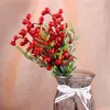 Decorative Flowers Xmas Foam Branch Shrub Holly Plants Christmas Decoration Artificial Berry Bouquet Fake Fruit