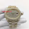 High quality Automatic full diamond watch 40mm gold case stones bezel and diamonds dial full works wrist men watches 215Y