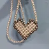 Worki wieczorowe ręcznie robione tkane inschnienie brzoskwiniowe serce Pearl z koralikami jedno ramię w torbie crossbody vintage premium mini portfel szminowy