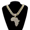 Hanger Kettingen Mode Kristal Afrika Kaart Ketting Voor Vrouwen Mannen Hip Hop Accessoires Sieraden Choker Cubaanse Link Chain Gif2705