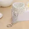 Bracelet The Great Gatsby Bracelets Bella Fashion Pearl Bijoux de mariée Demoiselle d'honneur Clear Stretch Bracelet Autrichien Ensemble pour Femmes 230928