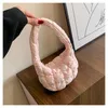 Korean Pleated Plaid Cloud Underarm Bag for Women 2023 New Down Design Mini Handbag model 2765