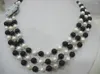 Chains 3rows Freshwater Pearl White And Gren Jade/coral/black Agate Round 17-19inch Wholesale Nature Beads