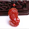 Agate rouge naturelle Jade chanceux Pixiu pendentif amulette cadeaux pierre de Jade Pi Xiu