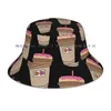 Berets Dunkin Donuts Iced Coffee With Donut Bucket Hat Sun Cap Graphic Sisters Charli Damelio Sweets Cute Drinks Sugar