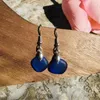 Boucles d'oreilles pendantes en verre de plage, couleur unie, crochet en acier inoxydable, bijoux goutte bleu Royal