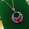 Chains S925 Sterling Silver Necklace Inlaid Water Drop 6 9 Pigeon Blood Red Pendant Female Flower Jewelry Lady