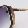 Okulary przeciwsłoneczne podwójna rama metalowa kwadrat dla mężczyzn Gradient soczewki okularowe Oczarowanie Ochrony UV na zewnątrz
