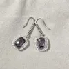 Boucles d'oreilles de luxe en fil d'argent léger de luxe, boucles d'oreilles carrées torsadées, bijoux avec diamant sterling 925 pour vente rapide