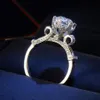 Lüks taç kakma cz elmas 14kt beyaz altın dolu yüzük nişan düğün band parmak vaat eden kadınlar için171o