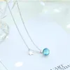 Kedjor Foyuan Silver Color Korean Personlig Starry Sky Halsband Kvinnakedjan Blue Artificial Crystal Jewelry