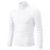 Herrtröjor varma pullover casual turtleneck termisk stickad jumper vit svart