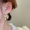 Pendientes colgantes MENGJIQIAO moda delicada circón perla Bowknot gota para Mujer chica dulce ópalo corazón Aretes De Mujer Modernos 2023