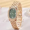 Relojes de pulsera Relojes de mujer de moda Reloj de cuarzo para mujer Pulseras Verde Simple Oro rosa Reloj de lujo femenino