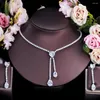 Halsbandörhängen Set Threegraces Shining Cubic Zirconia Silver Color Women Heart CZ och Wedding Evening Party Jewelry TZ977