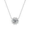 Chains Authentic 925 Sterling Silver Chain Dazzling Snowflake Moissanite Pendant Graceful Luxury Quality Jewelry With Certificate