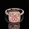 Bagues de cluster Vintage 100% 925 Sterling Silver 10 mm Créé Moissanite Morganite Gemstone Bague de mariage Femmes Fine Bijoux Drop254R