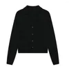 Suéter feminino de malha, jaqueta polo, jumper cinza, manga comprida, tops de malha, malhas, suéter preto, cardigã