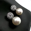 Studörhängen beige simulerad pärlknapp för kvinnor utsökta kvinnliga öronpiercing från enkla smycken kvinnor