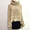 Шарфы, осенне-зимняя накидка, шаль для женщин, вязаная меховая накидка, однотонный пуловер с жемчугом, свободный свитер с воротником и кисточкой, осеннее пончо