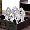 Mały rozmiar luksusowy barokowy złoty kryształowy kwiat Tiary dla kobiet AB Rhinestone Girls Tiaras Bride Wedding Hair Jewelry223v