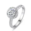 USA: s storlek 4-10 Fantastiska lyxsmycken Real 100% 925 Sterling Silver 8mm Round Cut White Topaz Cz Diamond Gemstones Women Wedding BA239Z