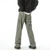 Męskie dżinsy amerykańskie men High Street Retro kombinezon moda luźna prosta noga dżinsowe spodnie talia talia